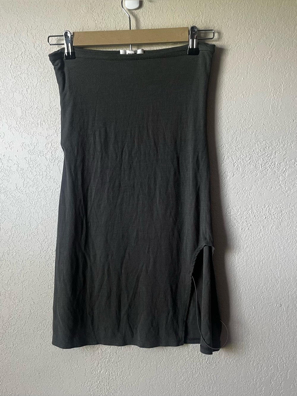 JOAH BROWN Brand Ribbed Strapless Mini Dress in Dark Olive - Picture 6 of 6